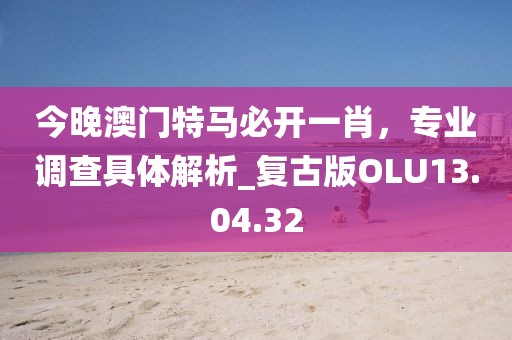 今晚澳门特马必开一肖，专业调查具体解析_复古版OLU13.04.32