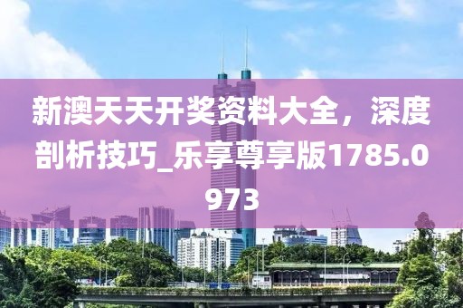 新澳天天开奖资料大全，深度剖析技巧_乐享尊享版1785.0973