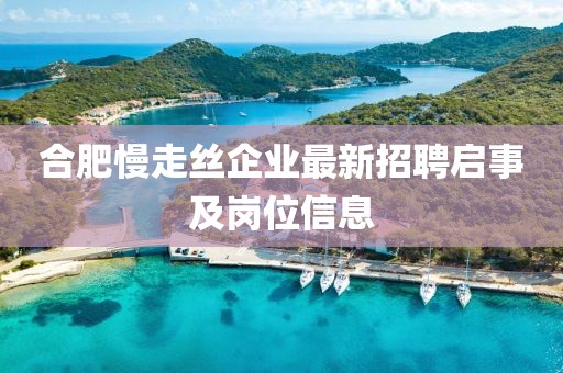 合肥慢走丝企业最新招聘启事及岗位信息