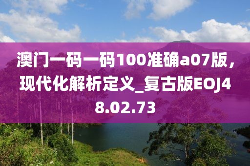 澳门一码一码100准确a07版，现代化解析定义_复古版EOJ48.02.73