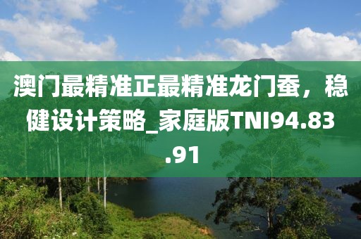 澳门最精准正最精准龙门蚕，稳健设计策略_家庭版TNI94.83.91
