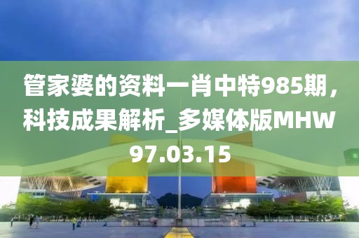 管家婆的资料一肖中特985期，科技成果解析_多媒体版MHW97.03.15