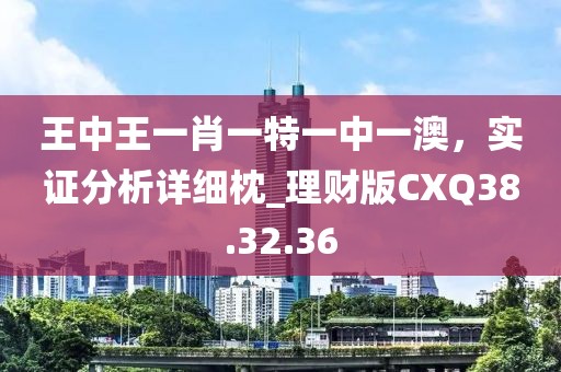 王中王一肖一特一中一澳，实证分析详细枕_理财版CXQ38.32.36