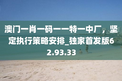 澳门一肖一码一一特一中厂，坚定执行策略安排_独家首发版62.93.33