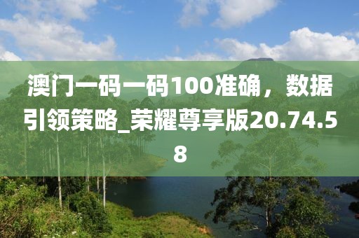 澳门一码一码100准确，数据引领策略_荣耀尊享版20.74.58