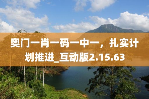 奥门一肖一码一中一，扎实计划推进_互动版2.15.63