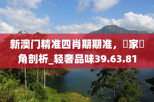 新澳门精准四肖期期准，專家視角剖析_轻奢品味39.63.81