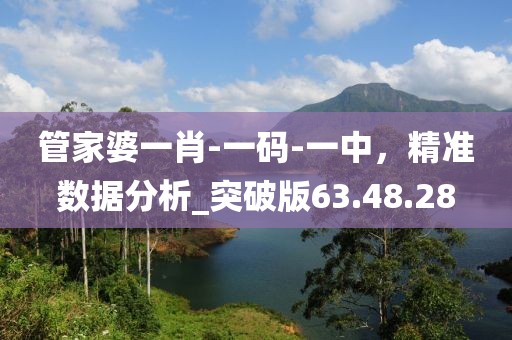 管家婆一肖-一码-一中，精准数据分析_突破版63.48.28