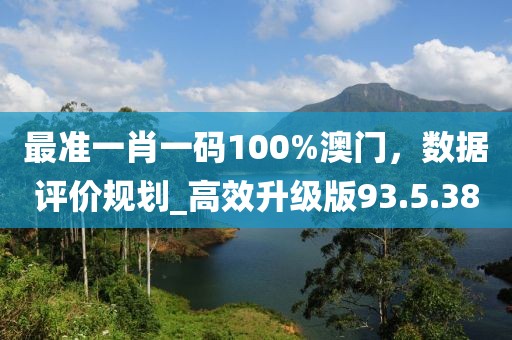 最准一肖一码100%澳门，数据评价规划_高效升级版93.5.38