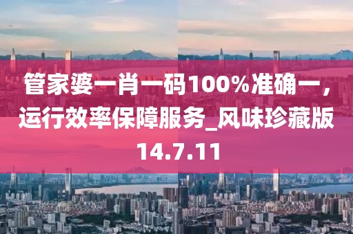 管家婆一肖一码100%准确一，运行效率保障服务_风味珍藏版14.7.11