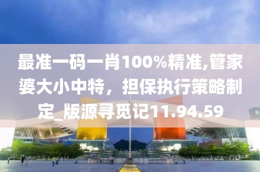 最准一码一肖100%精准,管家婆大小中特，担保执行策略制定_版源寻觅记11.94.59