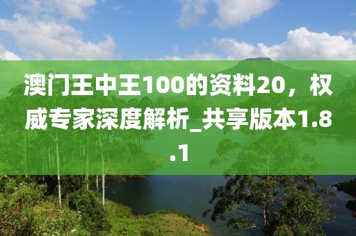 澳门王中王100的资料20，权威专家深度解析_共享版本1.8.1