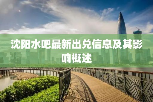 沈阳水吧最新出兑信息及其影响概述