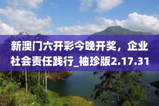 新澳门六开彩今晚开奖，企业社会责任践行_袖珍版2.17.31