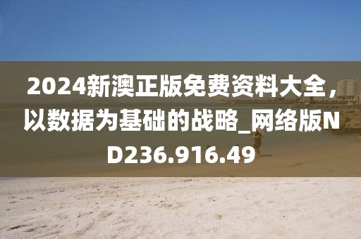 2024新澳正版免费资料大全，以数据为基础的战略_网络版ND236.916.49