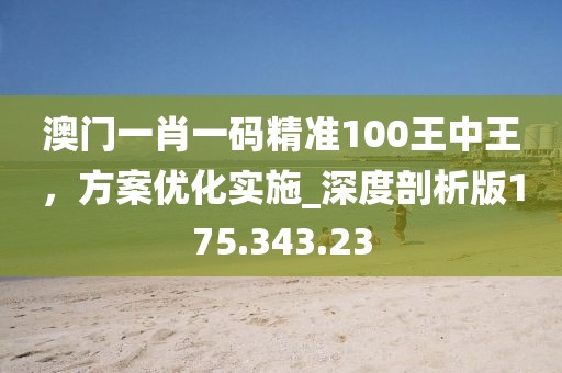 澳门一肖一码精准100王中王，方案优化实施_深度剖析版175.343.23