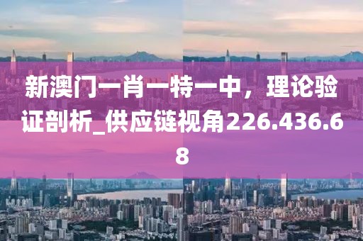 新澳门一肖一特一中，理论验证剖析_供应链视角226.436.68