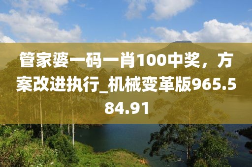管家婆一码一肖100中奖，方案改进执行_机械变革版965.584.91