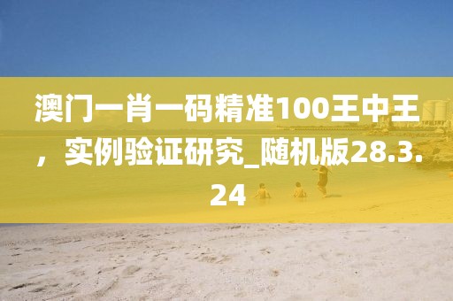 澳门一肖一码精准100王中王，实例验证研究_随机版28.3.24