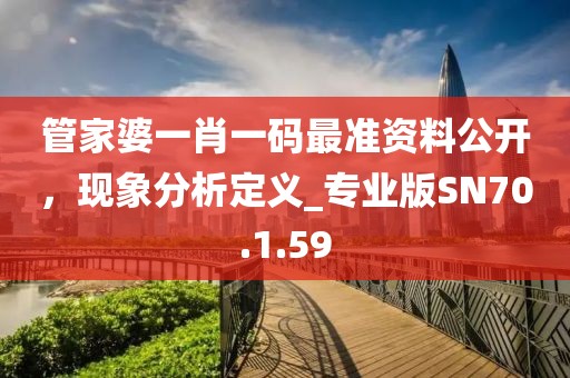 管家婆一肖一码最准资料公开，现象分析定义_专业版SN70.1.59