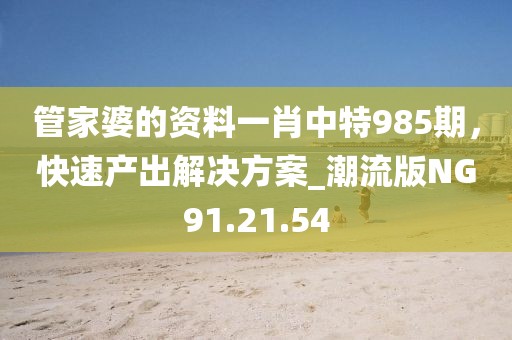 管家婆的资料一肖中特985期，快速产出解决方案_潮流版NG91.21.54