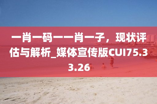 一肖一码一一肖一子，现状评估与解析_媒体宣传版CUI75.33.26