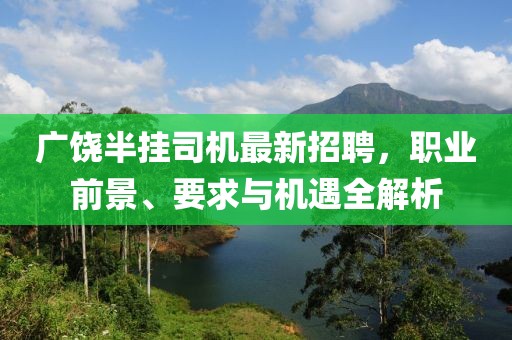 广饶半挂司机最新招聘，职业前景、要求与机遇全解析