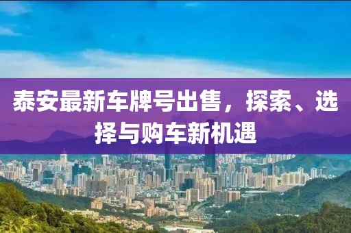 泰安最新车牌号出售，探索、选择与购车新机遇