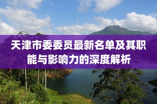 天津市委委员最新名单及其职能与影响力的深度解析