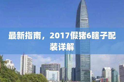 最新指南，2017假猪6瞎子配装详解