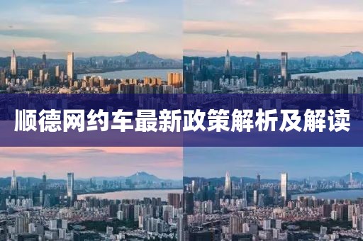 顺德网约车最新政策解析及解读
