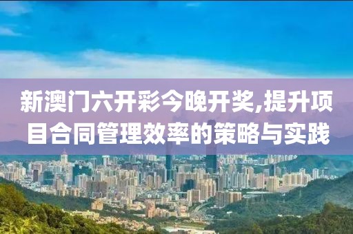 新澳门六开彩今晚开奖,提升项目合同管理效率的策略与实践