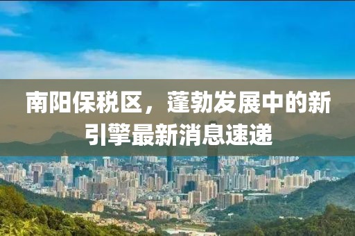 南阳保税区，蓬勃发展中的新引擎最新消息速递