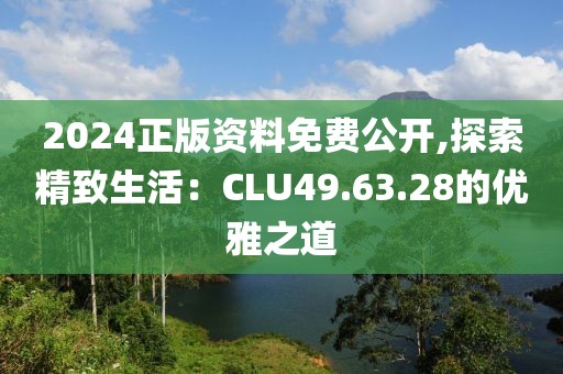 2024正版资料免费公开,探索精致生活：CLU49.63.28的优雅之道