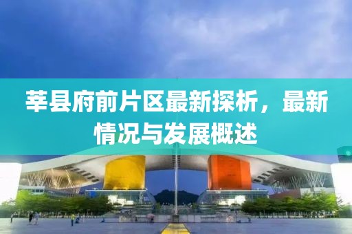 莘县府前片区最新探析，最新情况与发展概述