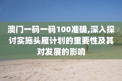 澳门一码一码100准确,深入探讨实施头雁计划的重要性及其对发展的影响