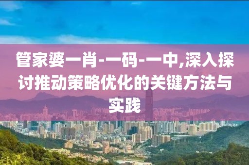 管家婆一肖-一码-一中,深入探讨推动策略优化的关键方法与实践