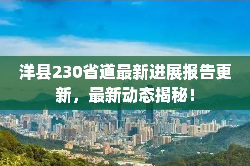 洋县230省道最新进展报告更新，最新动态揭秘！