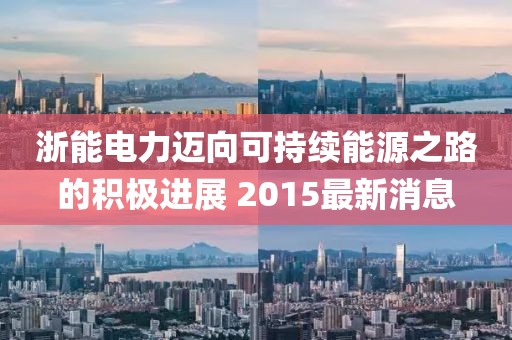 浙能电力迈向可持续能源之路的积极进展 2015最新消息