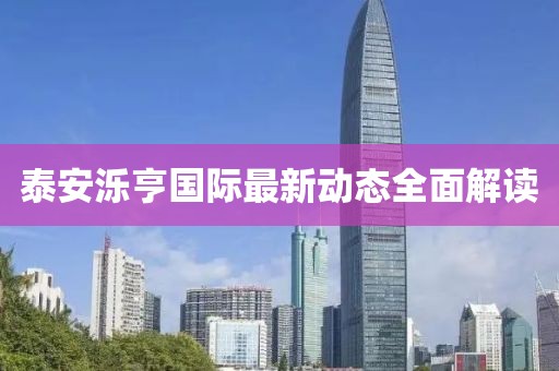 泰安泺亨国际最新动态全面解读