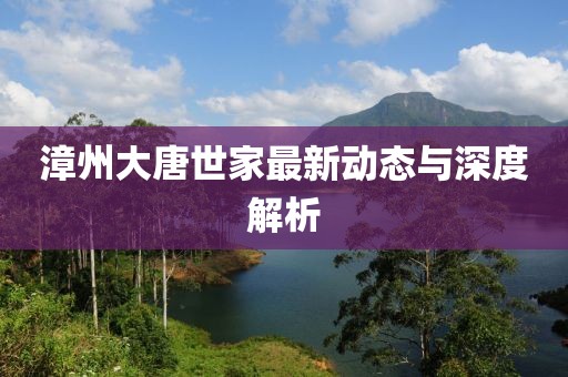 漳州大唐世家最新动态与深度解析
