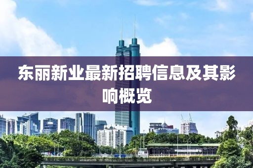东丽新业最新招聘信息及其影响概览