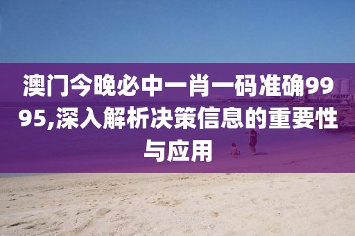 澳门今晚必中一肖一码准确9995,深入解析决策信息的重要性与应用