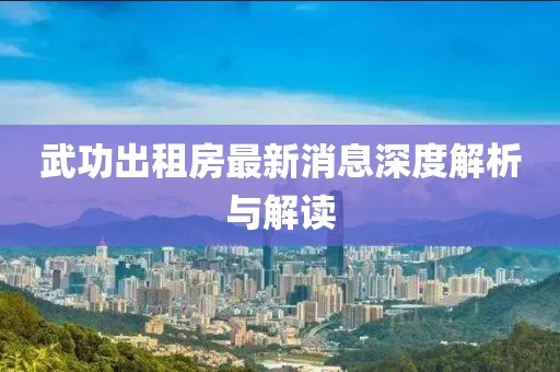 武功出租房最新消息深度解析与解读