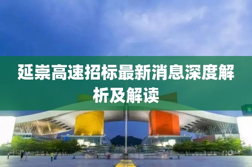 延崇高速招标最新消息深度解析及解读