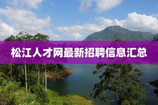 松江人才网最新招聘信息汇总