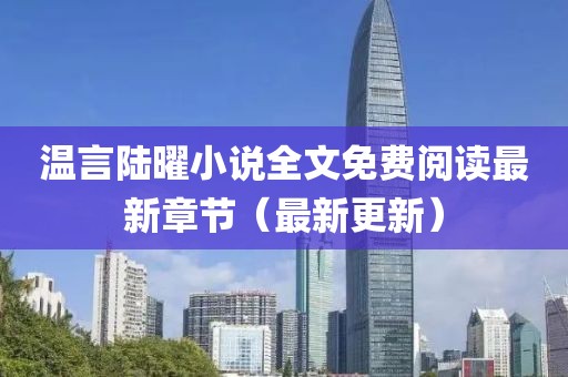 温言陆曜小说全文免费阅读最新章节（最新更新）