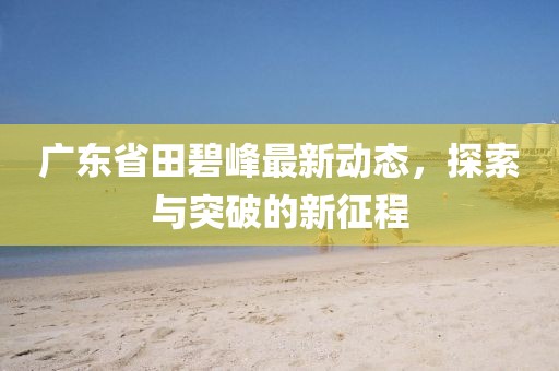 广东省田碧峰最新动态，探索与突破的新征程
