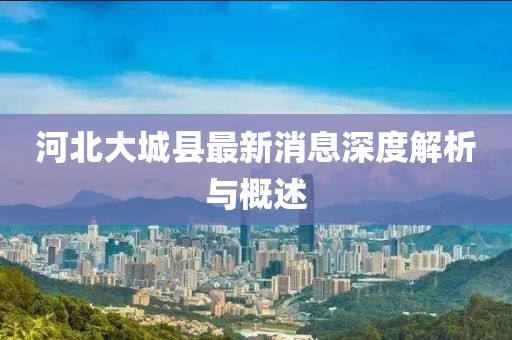 河北大城县最新消息深度解析与概述
