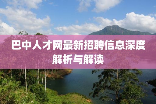 巴中人才网最新招聘信息深度解析与解读